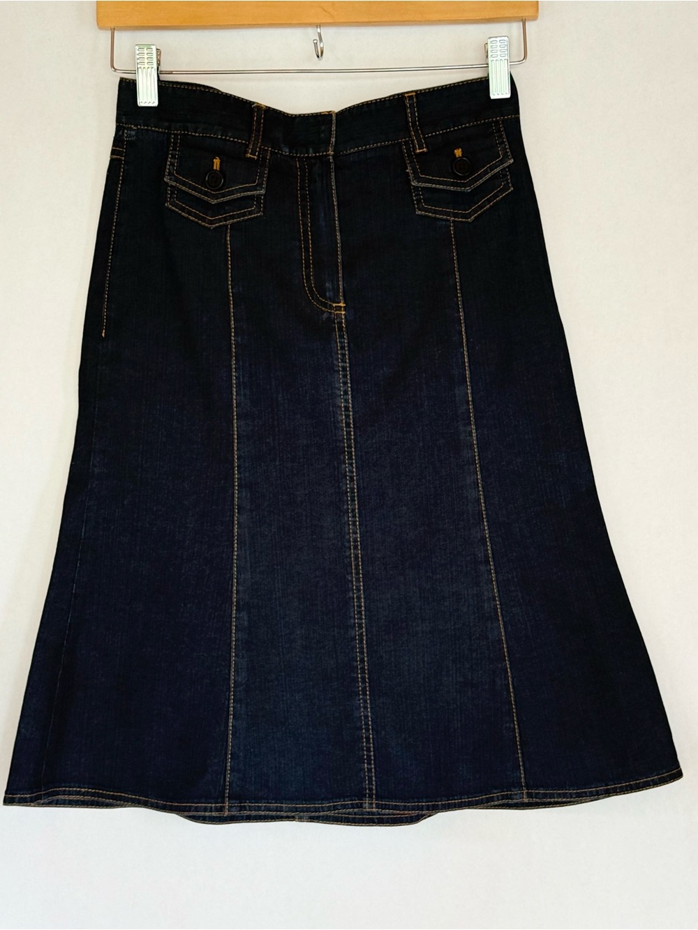 Theory Dark Blue Denim A-Line Skirt - Women